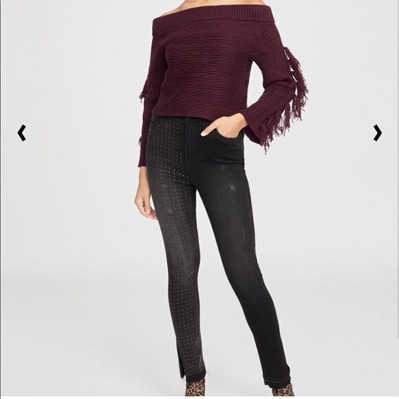 NWT - Hi Rise Stud Split Hem Skinny Jeans - Picture 1 of 4